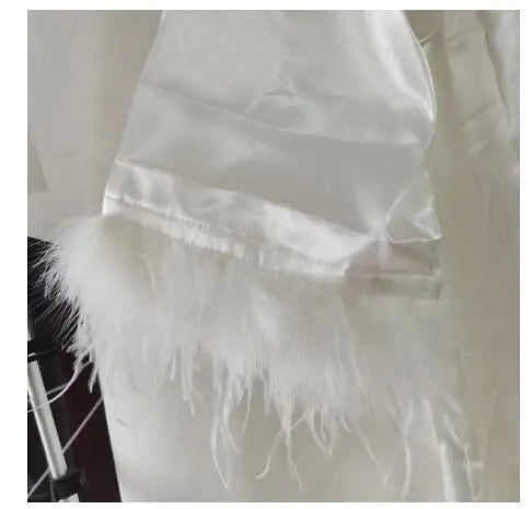 Donna piuma sposa damigella d'onore abito da sposa raso Kimono accappatoio abito da notte ricamo lettera camicia da notte scollo a v Lingerie