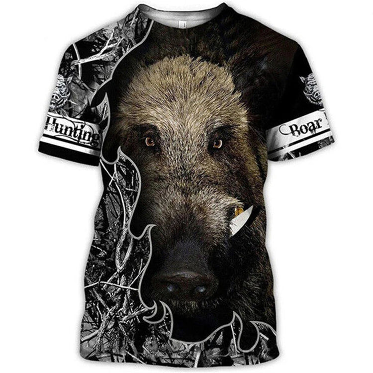 Camo Caccia Animali Cinghiale T-shirt da uomo Stampa 3D Sport Manica corta Tee Tops Casual O Collo Streetwear T-shirt Abbigliamento da uomo