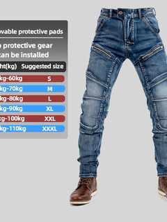 Four-season Motorcycle Riding Jeans, Unisex Design, Slim Fit & High Stretch, Outdoor Casual Motorbike Pants with Protective Gear