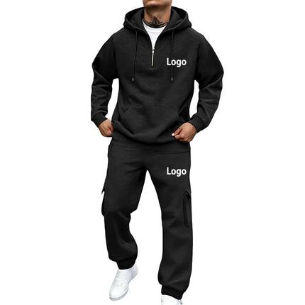 Customized Print Men Tracksuit 2 Pieces Half Zipper Athletic Hoodies Sweatpants Women Training Casual Running Jogging Suit Sets