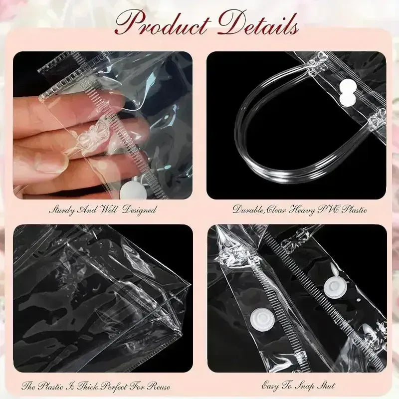 10/20Pcs Transparent Gift Bag with Handle Wedding Birthday Party Candy Gift Packaging Reusable Tote Bag Christmas Baby Shower - PlatiNum