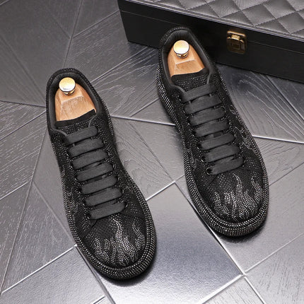 New Style Luxury Men's High Hip-hop Casual Shoes Men Black Fashion Rivets Shoes Italy Fashion Leisure Driving Loafers
