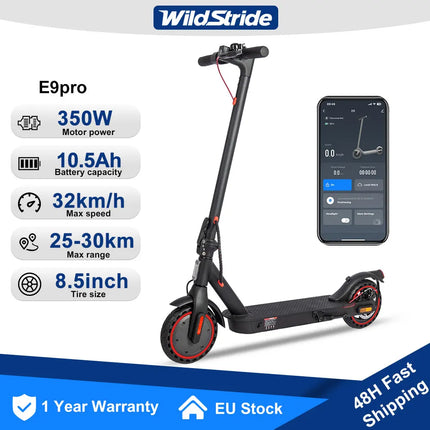Monopattino Elettrico Wildstride 350W/500W con Motore Potente, Autonomia 30&45km, Batteria 15ah, Pneumatici da 10 Pollici, Velocità 35km/h, Pieghevole, App Intelligente, per Adulti, Modello E5max