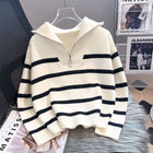 Sweater Hoodie Women's 2026 New Zipper Striped Bottom Pad Short Fashion High end Women's Sweater