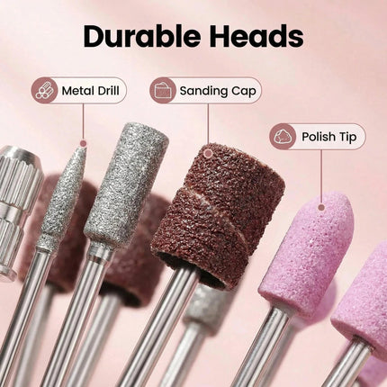 18-in-1 Electric Nail Drill Kit, Low-Noise USB Manicure & Pedicure Set with 18 Grinding Heads for Gel Removal, Polishing, Cuticle Care & Nail Art, Professional Salon & Home Use