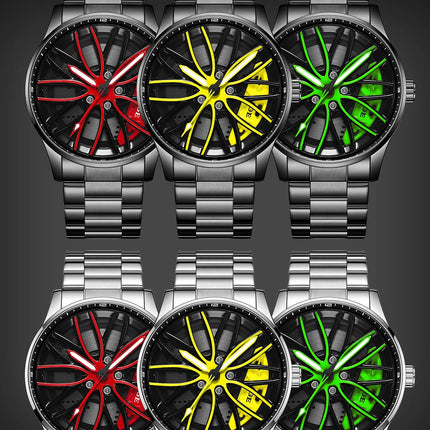 Orologio da Uomo LIGE di Lusso al Quarzo, Sportivo, Impermeabile, in Acciaio Inossidabile, Luminoso, con Quadrante a Forma di Ruota d'Auto, Elegante Orologio da Uomo per Affari platinumshop