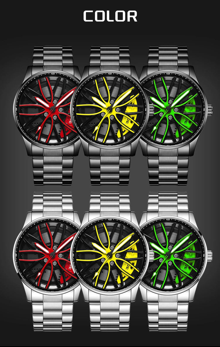 Orologio da Uomo LIGE di Lusso al Quarzo, Sportivo, Impermeabile, in Acciaio Inossidabile, Luminoso, con Quadrante a Forma di Ruota d'Auto, Elegante Orologio da Uomo per Affari platinumshop
