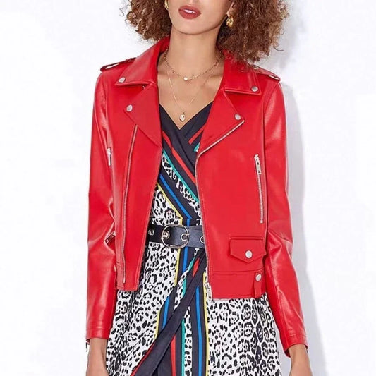 2025 Women's Korean Version Motorcycle Cloak Regular Loose Casual Jacket Leather