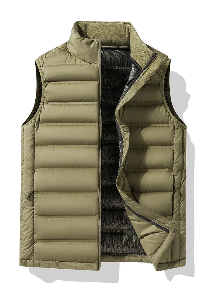 90%White Duck Down Winter Couple Vest Sleeveless Puffer Jacket Graphene Liner Stand Collar Warm Down Gilet Coats Big Size 8XL