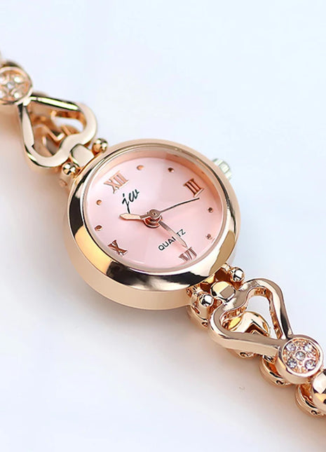 Orologio da polso da donna Orologio da polso di lusso da donna in argento rosa oro squisito con strass Orologio Relogio al quarzo femminile alla moda semplice