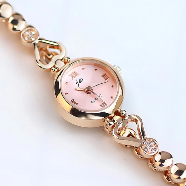 Orologio da polso da donna Orologio da polso di lusso da donna in argento rosa oro squisito con strass Orologio Relogio al quarzo femminile alla moda semplice platinumshop