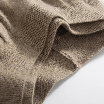 Classic Autumn Winter Wave Skirt 100% Cashmere Skirt Women A-Line Skirt Female Double Elastic Waist Pocket Warm Knit Long Dress PlatiNum