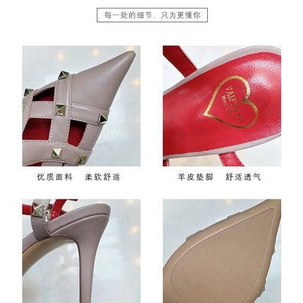 Nuovi Sandali con Tacco Alto e Borchie Primavera/Estate 2026, Sandali a Punta con Tacco Sottile, Scarpe Singole con Borchie platinumshop