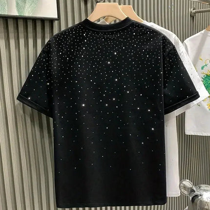 New Luxury Men's T-shirt Hot Diamond Printed Half Sleeve Fashion Round Neck Casual Summer High-end Men Tops T Shirts PlatiNum
