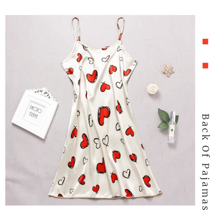 Indumenti da notte sexy per le donne Lingerie in raso Chemise Slip Camicia da notte Abito corto Camicia da notte Babydoll Pigiama Stampa Homewear Pijama