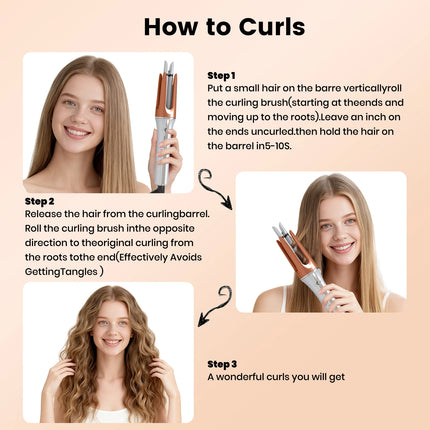 Auto Rotating Hair Curler 3 grades 33mm Silver Automatic Curling Iron  Female Hair Styling Tool Big Wave beauty salon Tool