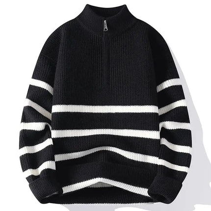 New Trendy Autumn and Winter Jacquard Pattern Pullover Sweater Casual Round Neck Color-Blocking Knit Men's Pullover