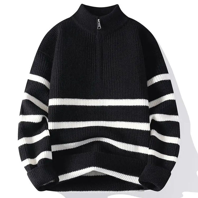 New Trendy Autumn and Winter Jacquard Pattern Pullover Sweater Casual Round Neck Color-Blocking Knit Men's Pullover