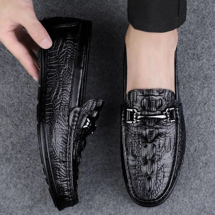 Nuove Scarpe Casual da Uomo con Suola Morbida, Modello Alligatore, Scarpe Formali da Lavoro, Punta Rotonda, Suola in Gomma