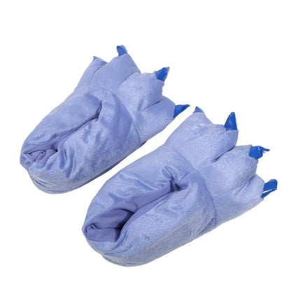1 Pair Cute Dinosaur Claw Plush Slippers Warm Soft Indoor Slippers for Women and Men Winter House Slippers