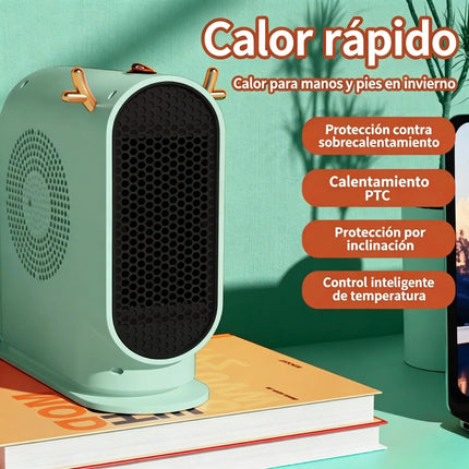 600W Portable Electric Heater with PTC Technology for Desk and Home, 220V Low-Consumption Mini Heater with Overheat Protection and Reindeer Design, 26cm