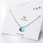 New in 925 Sterling Silver Blue Lucky Crystal Pendants Necklaces For Women Fashion Luxury Designer Jewelry  GaaBou PlatiNum