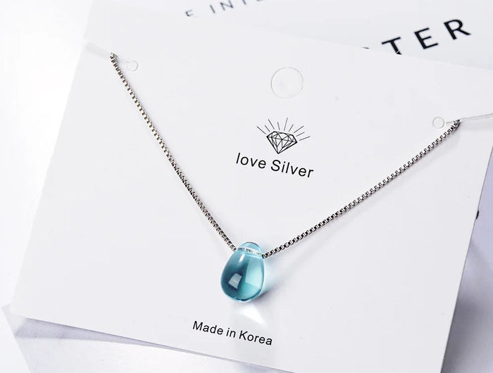 New in 925 Sterling Silver Blue Lucky Crystal Pendants Necklaces For Women Fashion Luxury Designer Jewelry  GaaBou PlatiNum