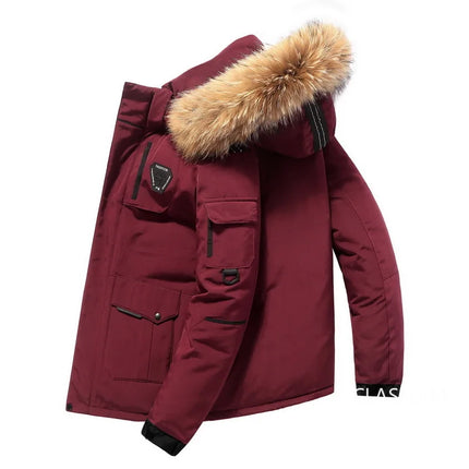 Men Hooded Fur Collar Down Coats Puffer Jackets Winter Casual Duck Down Coats Quality Male Outdoor Windproof Winter Warm Parkas