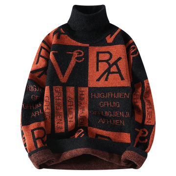 2024 Winter men's flower pattern Sweaters thick O-neck sweater men youth autumn Men's Turtle neck wool Casual Knitwear Pullover