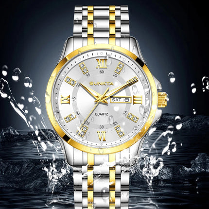 SUNKTA Orologio da Donna con Diamanti, Moda Creativa, Acciaio Impermeabile, Orologio al Quarzo Casual Luminoso con Bracciale platinumshop