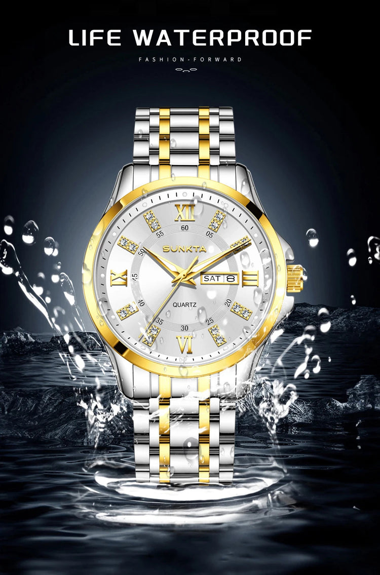 SUNKTA Orologio da Donna con Diamanti, Moda Creativa, Acciaio Impermeabile, Orologio al Quarzo Casual Luminoso con Bracciale platinumshop