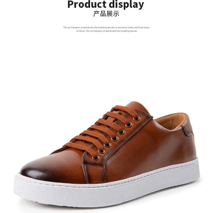 Plus Size 49 Trendy Men Leather Casual Shoes Soft Outdoor Sneakers Comfortable Lightweight Flat Shoes Classic Social Board Shoes