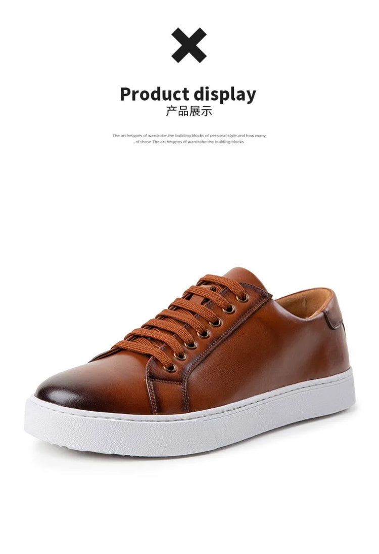 Plus Size 49 Trendy Men Leather Casual Shoes Soft Outdoor Sneakers Comfortable Lightweight Flat Shoes Classic Social Board Shoes