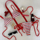 Costume da bagno due pezzi sexy push-up da donna 2026, micro bikini a righe, set mare trendy