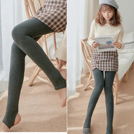 Women's Fall Winter Ribbed Vertical Stripe Thermal Leggings Fleece Thickened  Street Ready Seamless High Waist Thermal Pants PlatiNum