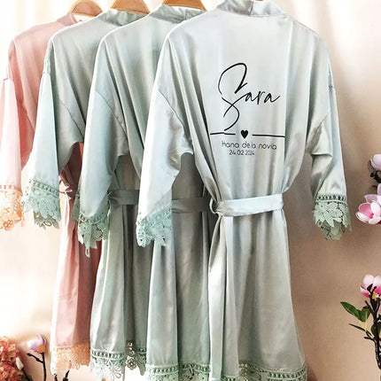 Hermana De La Novia Robes Personalizzato Madre De La Novia Kimono Personalizzato Setoso Abito da sposa da damigella d'onore Vestaglie estive in raso