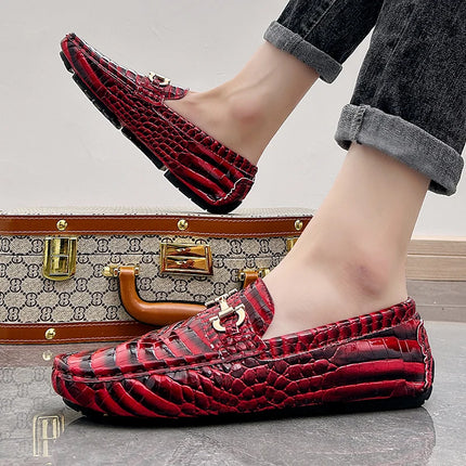 Scarpe Casual da uomo in pelle verniciata di alta qualità scarpe da guida di marca mocassini con motivo a coccodrillo maschile per scarpe basse mocassino da uomo