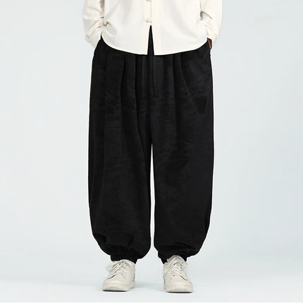 Pantaloni di velluto da uomo autunno inverno pantaloni larghi stampati casual da uomo stile giapponese Harun comodi pantaloni da jogging da uomo streetwear