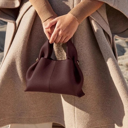 Borsa a Tracolla Cloud Dumpling da Donna, Borsa a Spalla Minimalista di Lusso in Vera Pelle Composita di Vacchetta, Piccola Dimensione