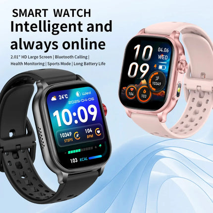2026New Smart Watch Fitness Clock Men 2.01" AMOLED Screen 1400mAh 130+ Days Battery Life Flashlight Call Waterproof Smartwatches