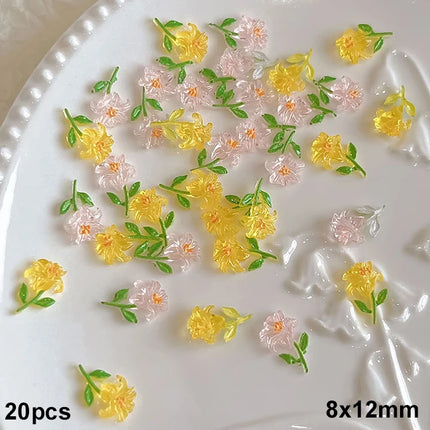 Delicate Dark Red Brown White Rose Flower Leaf Lily Tender Camellia Nail Charms Art Resin Decorations Manicure Tools Accessories