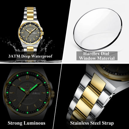 Orologio da Donna POEDAGAR Elegante con Data e Giorno della Settimana, Movimento al Quarzo, Acciaio Inossidabile, Luminoso e Impermeabile platinumshop