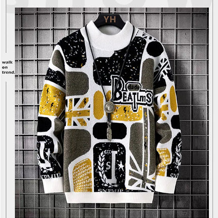 Men's fashion pullovers 2025 men winter Sweaters mens warm sweater O-neck custom pattern men sweaters autumn men size M-3XL