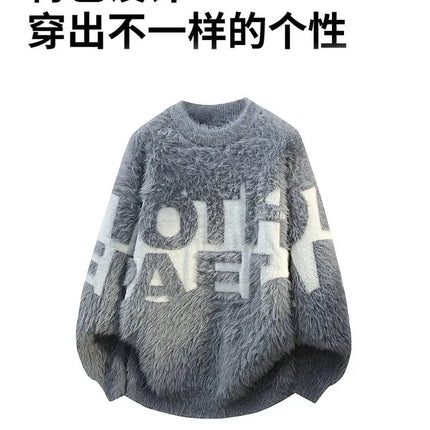 2026 Winter Fashion Sweater Men Casual Knit Pullovers Mens Thick Warm letter pattern Sweaters Men's Daily Warm sweaters male