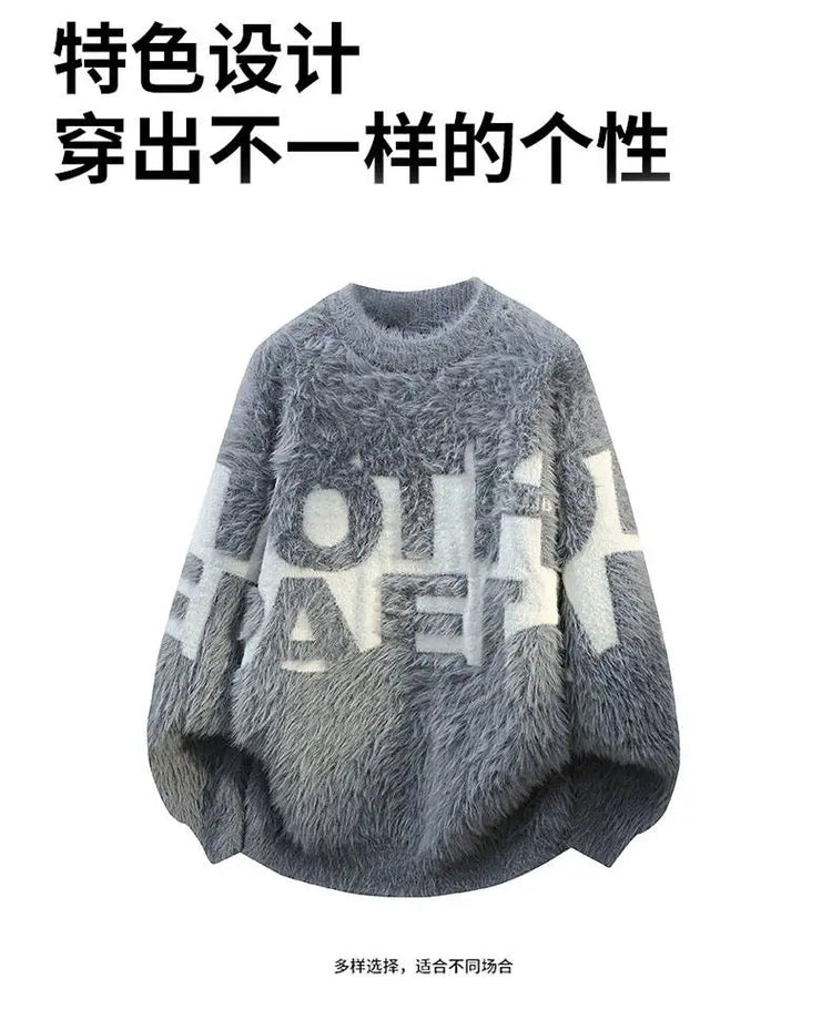 2026 Winter Fashion Sweater Men Casual Knit Pullovers Mens Thick Warm letter pattern Sweaters Men's Daily Warm sweaters male