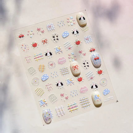1Pcs 5D Graffiti Kitten Puppy Nail Art Sticker Lovely Lines Animal Cat Embossed Nail Slider Self-Adhesive Cat/Dog Manicure Decal