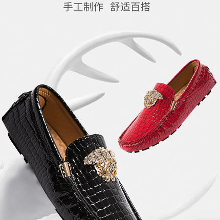 Stazione europea Slip-On Lazy Beanie Shoes Modello coccodrillo da uomo Scarpe da uomo 36 Taglia piccola 48 Nuove scarpe casual in pelle da uomo di grandi dimensioni