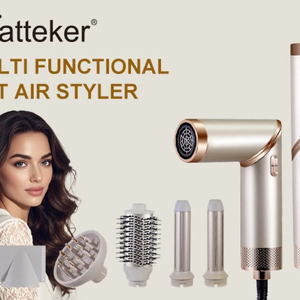 Hatteker Hair Dryer Styler Multi-Function Hot Air Brush Straight/Curly Foldable Blow Combo for Women Travel Lightweight