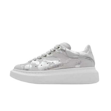 American European Fashion Casual Shoes Unisex White Platform Sneakers Man Sport Shoes In Printing Leather Women Heighten Loafers