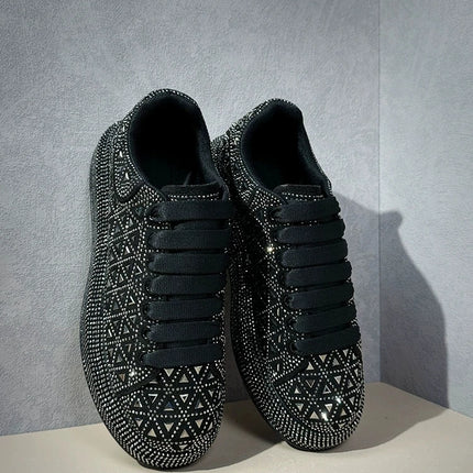 New Luxury White Rhinestone Designer Men's Shoes Punk Sneakers Hip Hop Male Casual Platform Shoes Shiny Flats Zapatillas Hombre
